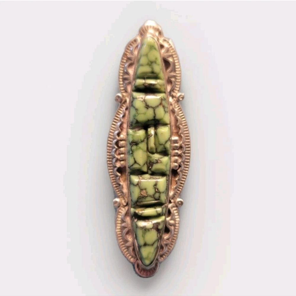 Spectacular Native American Rare Green Turquoise Corn Row Ring